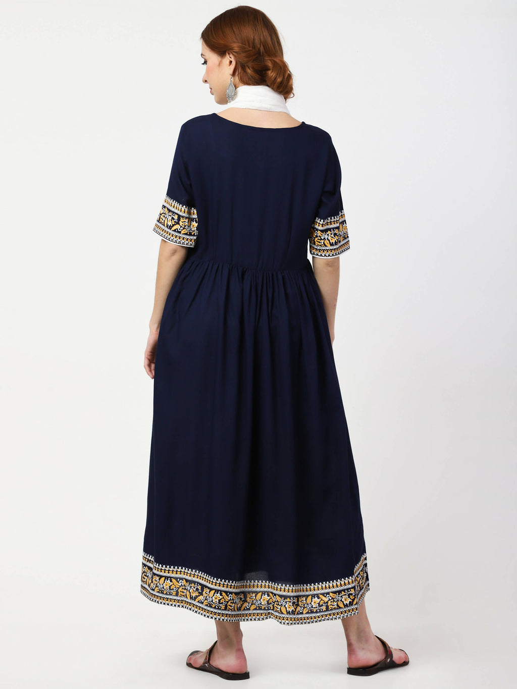 Cheera Embellished Party Wear Anarkali Dress - Navy Blue