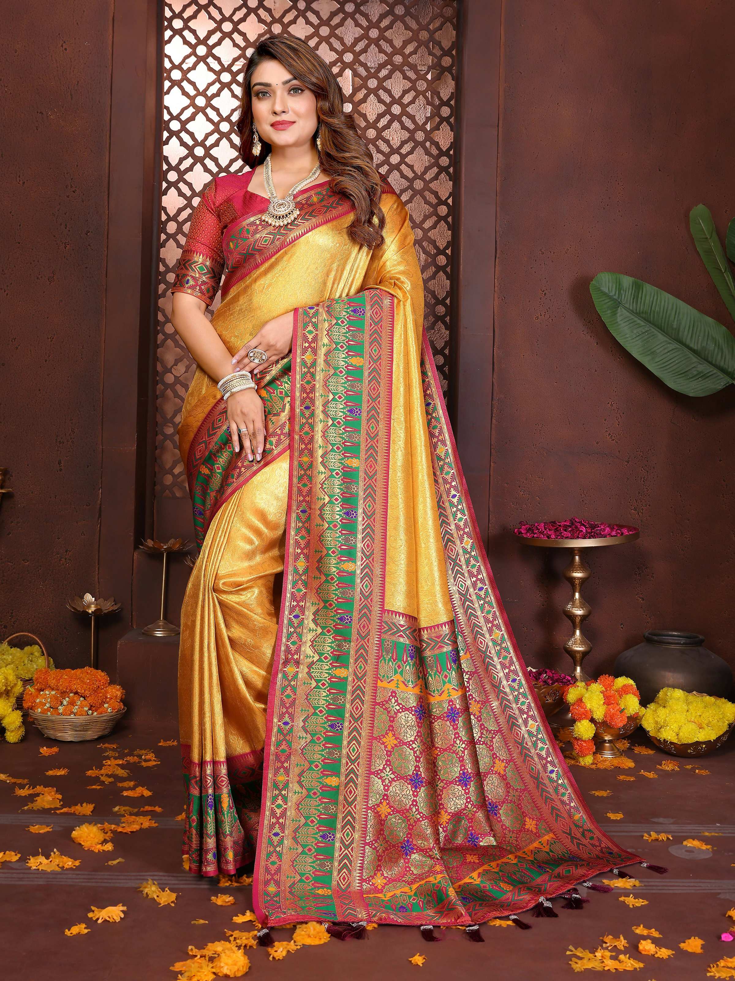Aastha Fashion Gold Tissue Silk Weaving Saree - Distacart