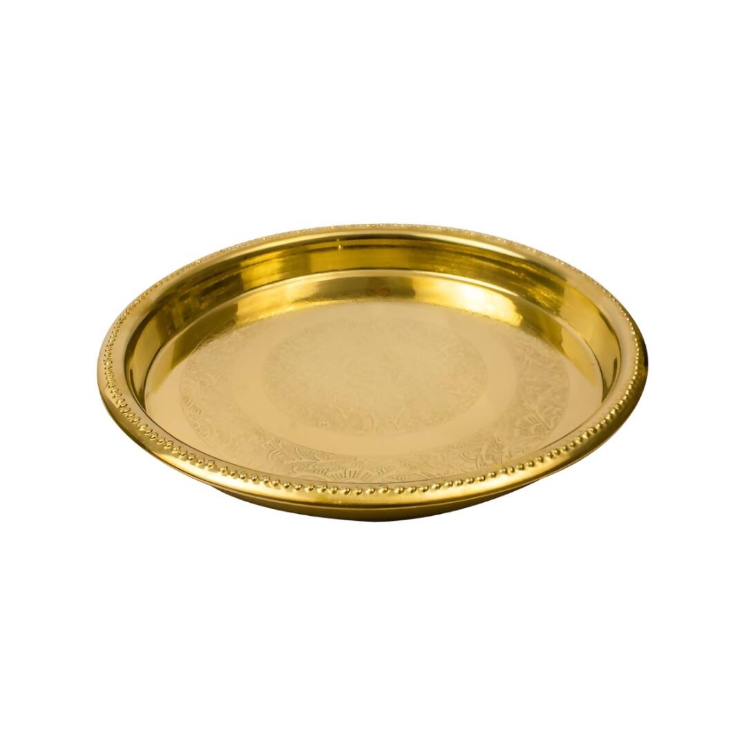 Spillbox Gold-Toned Brass Petal Thalli Round Pooja Essential