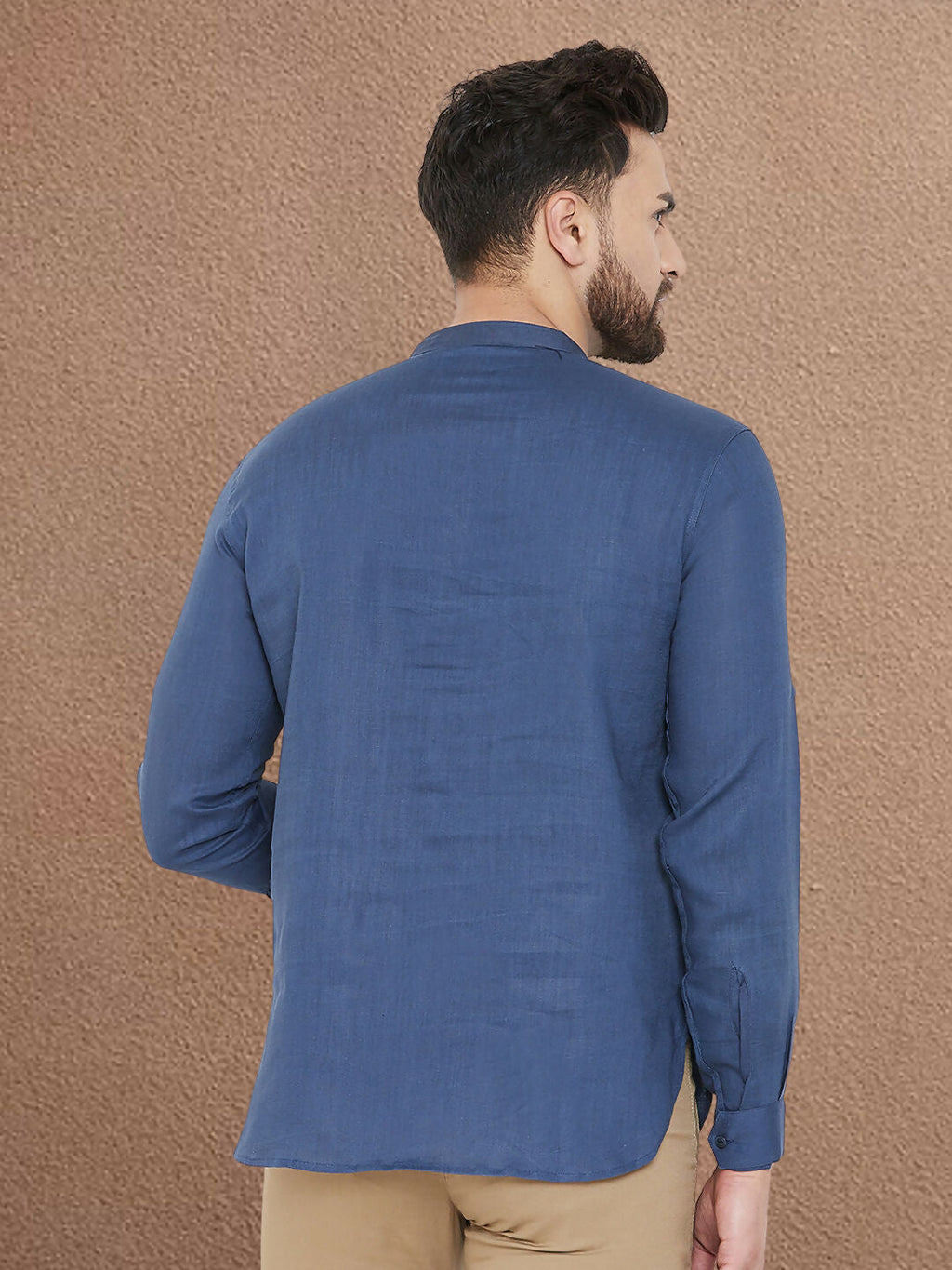 Even Apparels Men's Linen Navy Blue Kurta