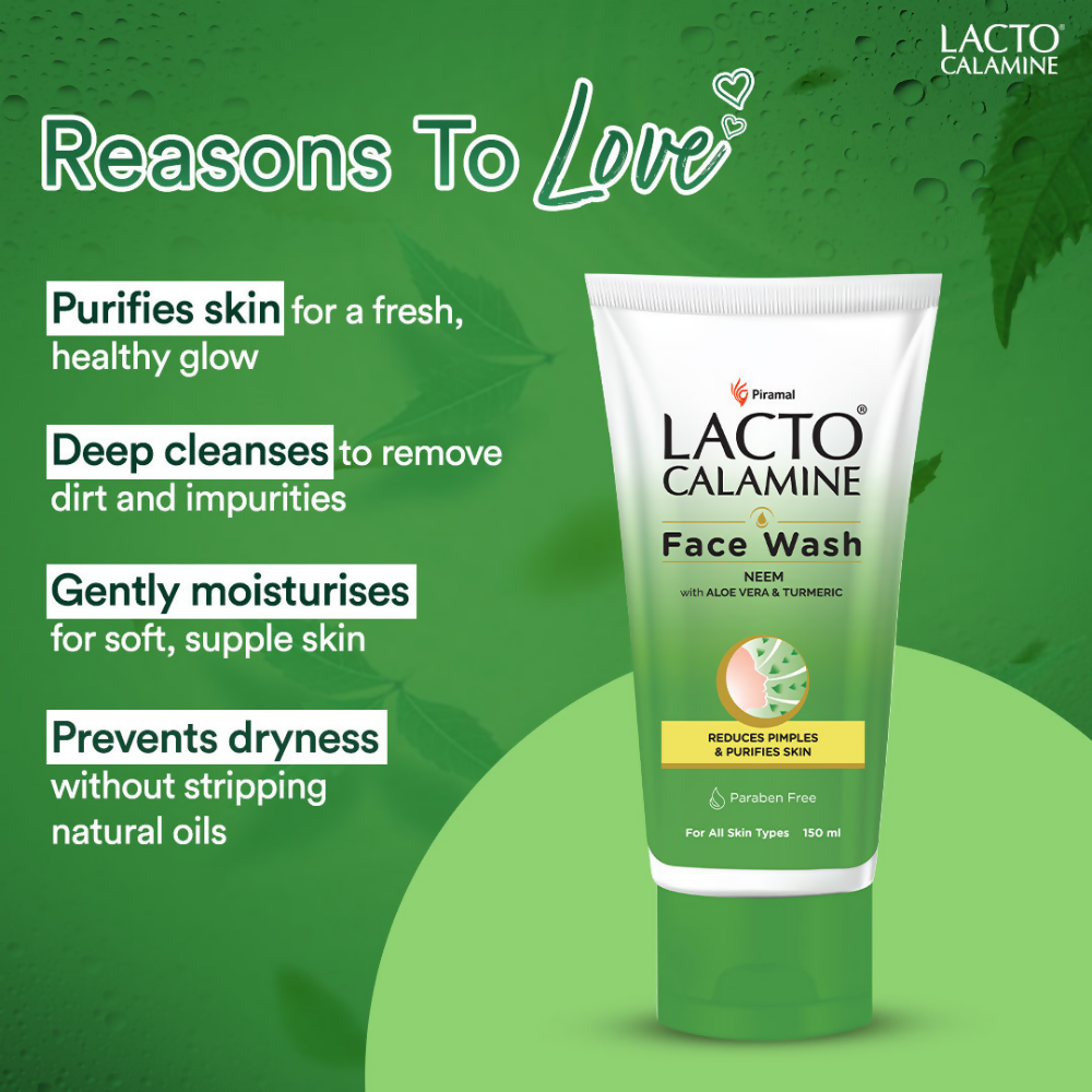 Lacto Calamine Facewash With Neem, Aloe Vera & Turmeric - Distacart