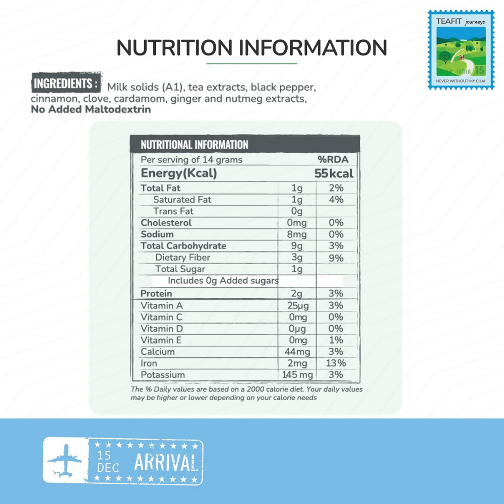 TeaFit No Sugar Instant Ginger Tea Premix - Travel Pack - Distacart