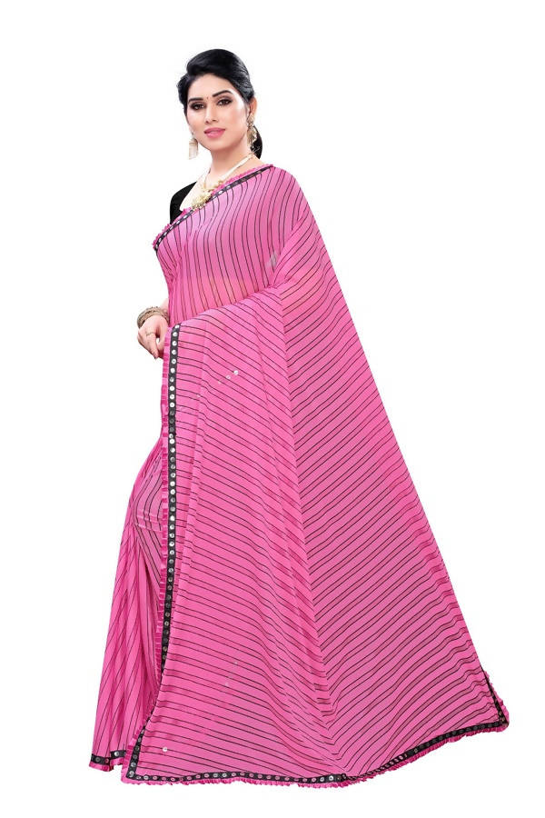 Vamika Pink Malai Silk Printed Saree (Zigzag Pink)