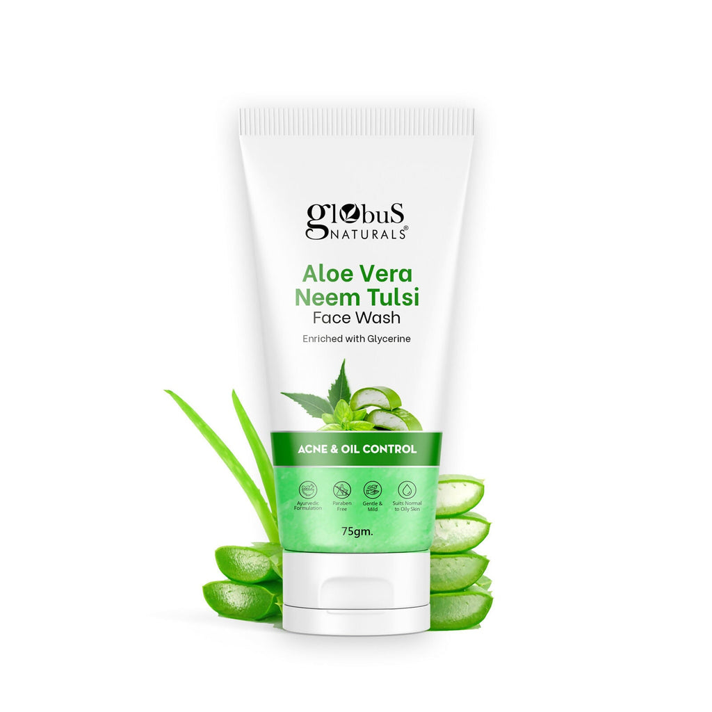 Globus Naturals Aloe vera Neem Tulsi Enriched With Glycerin & Oil Control Formula - Distacart