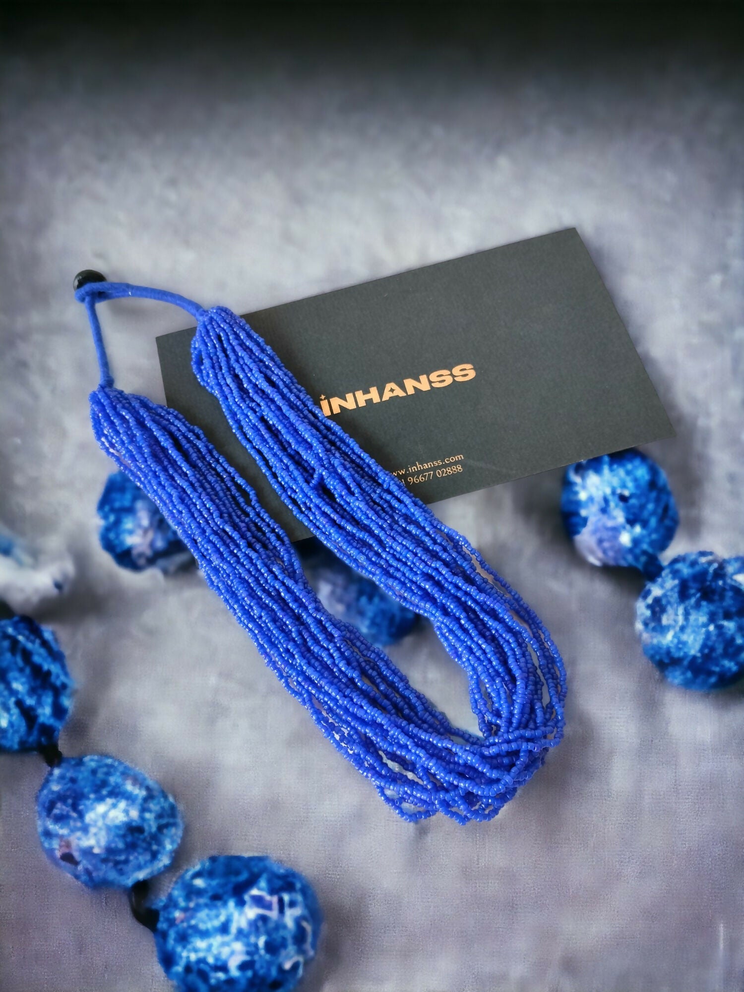 Inhanns Handmade Beaded Multilayer Necklace, 20 Layers - Blue