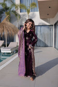 Joban Fashion Maroon Kurta Set Velvet Embroidery Sequence Work - Distacart
