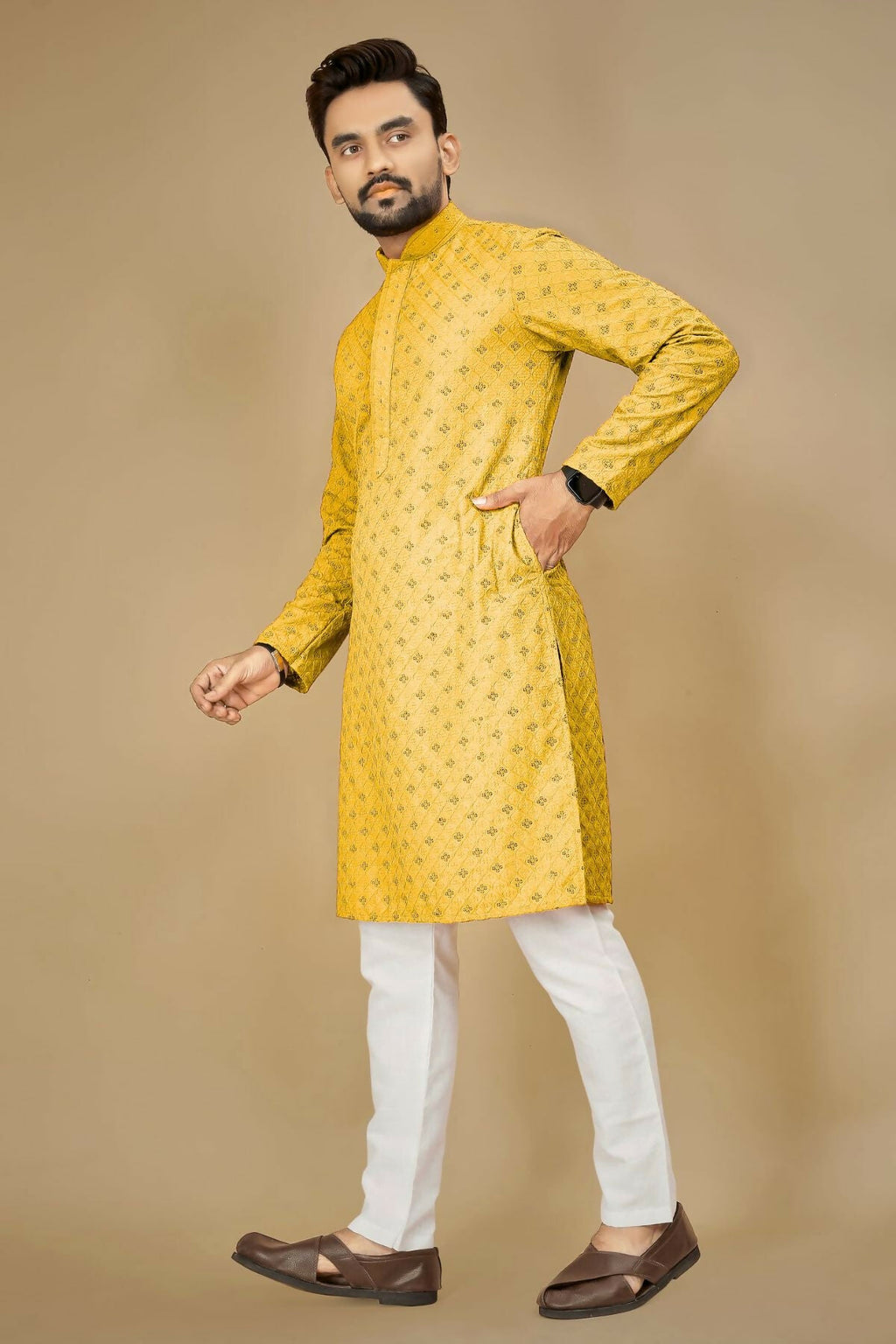 Anaita Yellow Embroidered Rayon Straight Kurta - Distacart