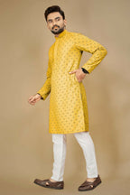 Anaita Yellow Embroidered Rayon Straight Kurta - Distacart