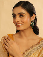Nuyug 22K Gold Plated Arc Kundan Ruby Drops Necklace
