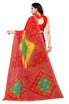 Vamika Ethnic Fire Red Printed With Lace Saree - Distacart
