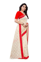 Vamika Cream Linen Foil Print Saree (YOGI CREAM) - Distacart