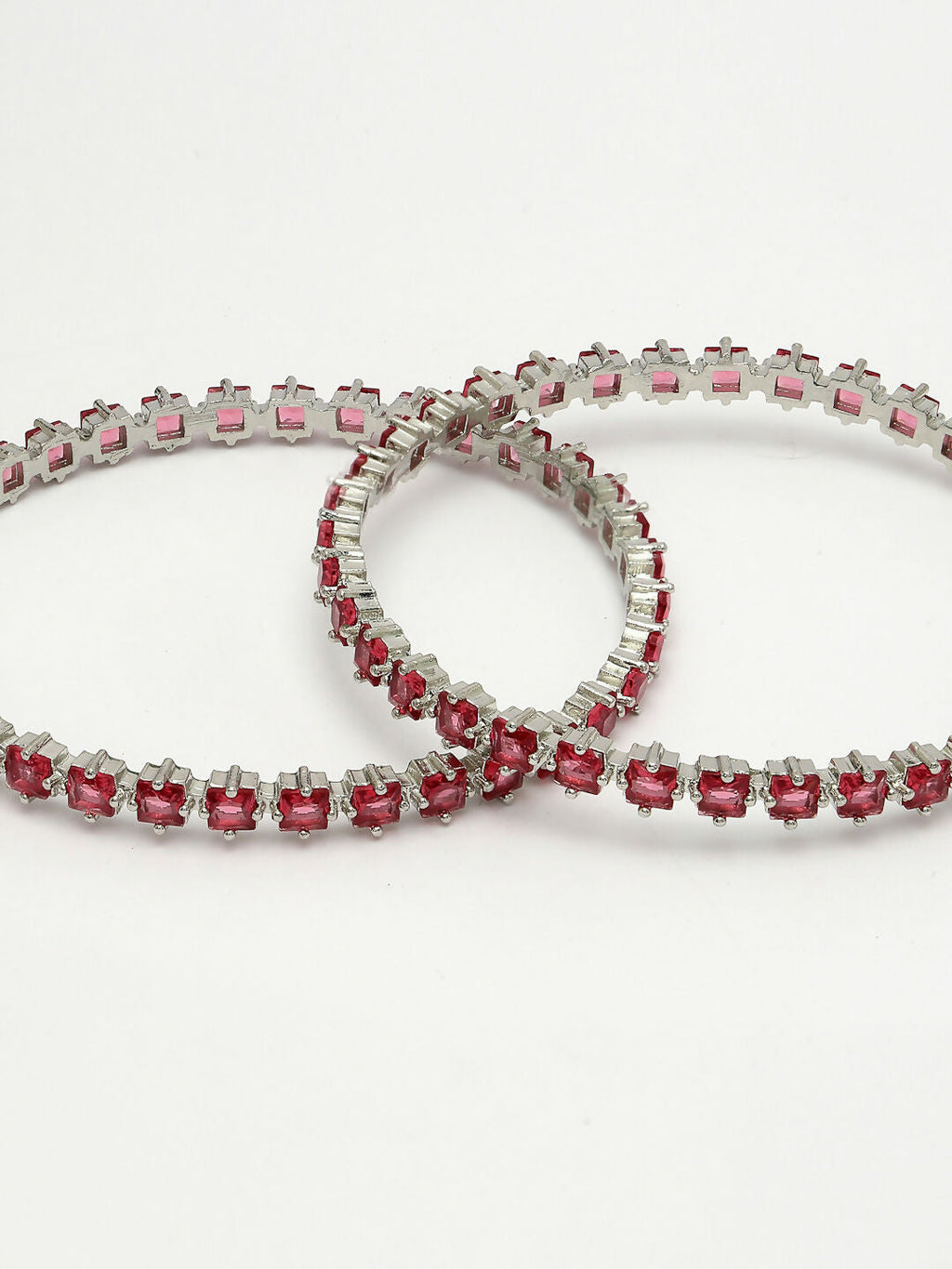 NVR Women's Set of 2 Pink CZ Stone-Studded Handcrafted Bangles - Distacart
