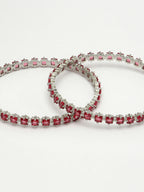 NVR Women's Set of 2 Pink CZ Stone-Studded Handcrafted Bangles - Distacart