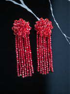 Inhanns Handmade Crystal Waterfall Earrings - Long - Maroon Big - Distacart