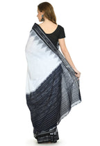 Vamika Sambalpuri Ikat Cotton Jharana White & Black Saree - Distacart