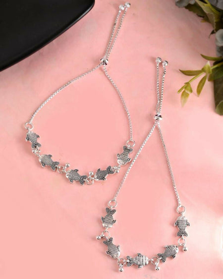 VOJ Set of 2 Traditional Fish Shapped Designer Anklet