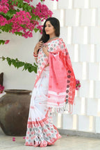 Beatitude White Cotton Jamdani Saree