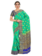 Mimosa Women's Green Banarasi Chiffon Saree - Distacart