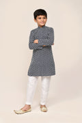 Joban Fashion Cotton Navy Blue Kurta With Straight Fit Pant