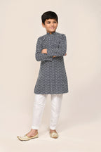 Joban Fashion Cotton Navy Blue Kurta With Straight Fit Pant