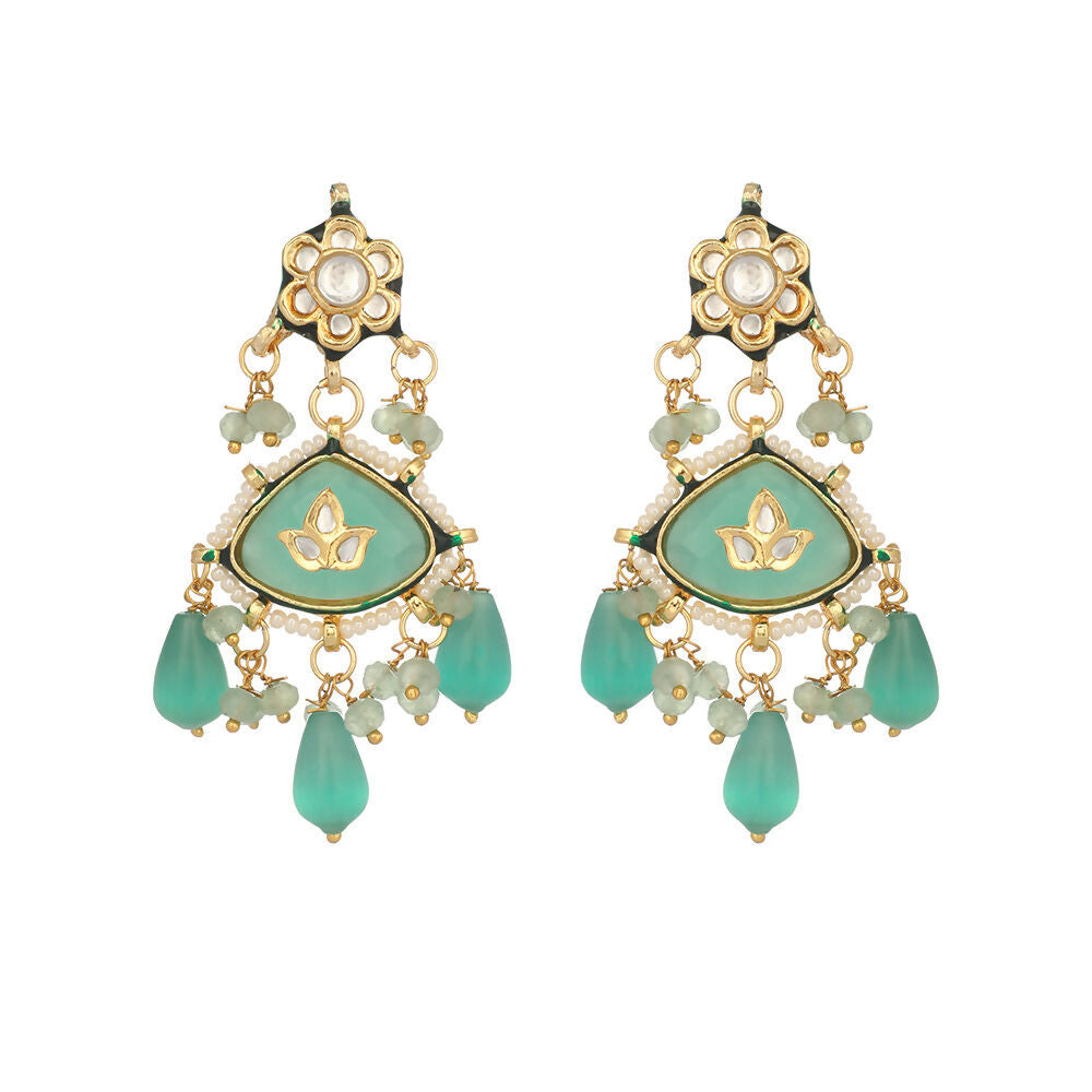 Nuyug 22K Gold Plated Lush Green Maang Tikka & Earrings Set - Distacart