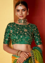 Joban Fashion Dola Silk With Zari Border Shaded Multi Color Work Saree