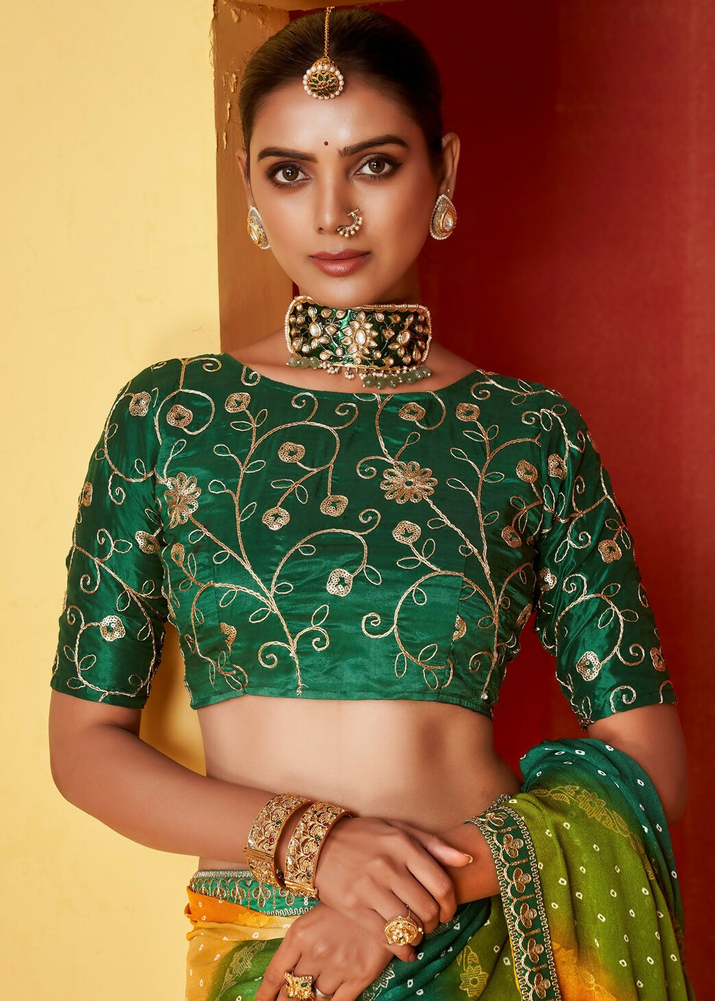 Joban Fashion Dola Silk With Zari Border Shaded Multi Color Work Saree