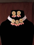 Mominos Fashion Johar Kamal Women's Pink Beads Pearls Gold-Plated Jewellery Set