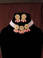 Mominos Fashion Johar Kamal Women's Pink Beads Pearls Gold-Plated Jewellery Set