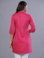 Juniper Women Fuchsia Chinon Silk Mukesh Work Straight Tunic