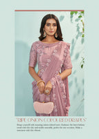 Pink Silk crepe Solid Saree With Unstitched Blouse Piece - Norita Ikshita