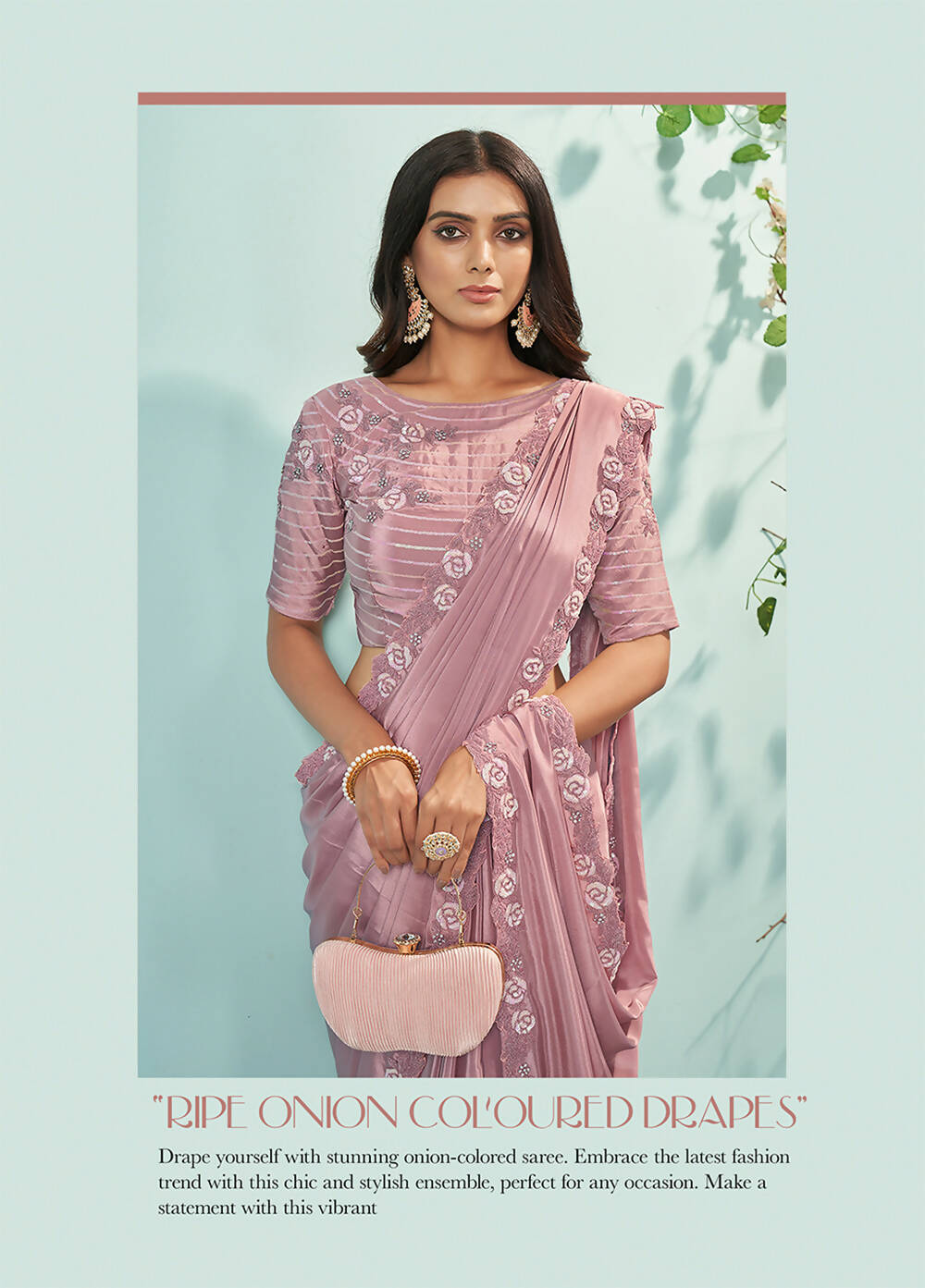 Pink Silk crepe Solid Saree With Unstitched Blouse Piece - Norita Ikshita