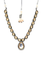 Dual Tone Kundan Neckpiece (silver) - Ruby Raang
