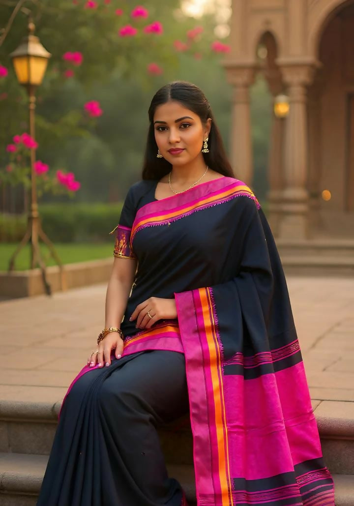 Exclusive Collection Block Print Pure Cotton Handloom Gorgeous Saree - Distacart