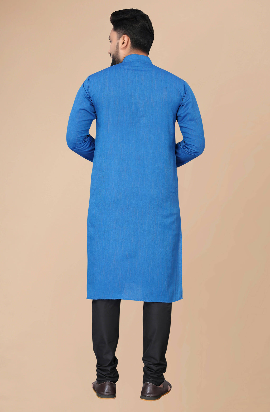 Men's Blue Striped Cotton Kurta - Mahotsav