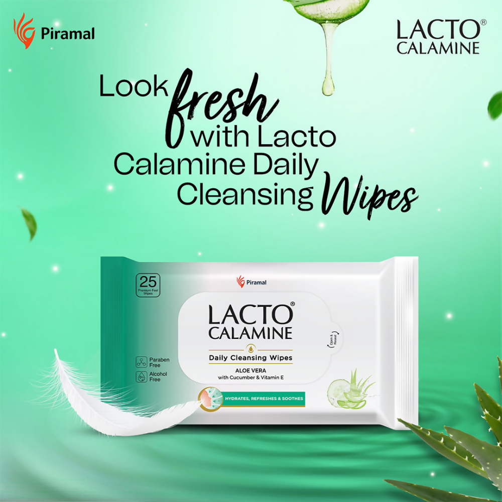 Lacto Calamine Daily Cleansing Face Wipes, Makeup Remover Wipes - Distacart
