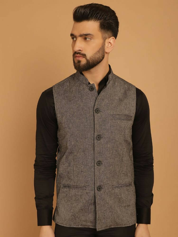 Even Apparels Pure Wool Nehru Jacket - Grey