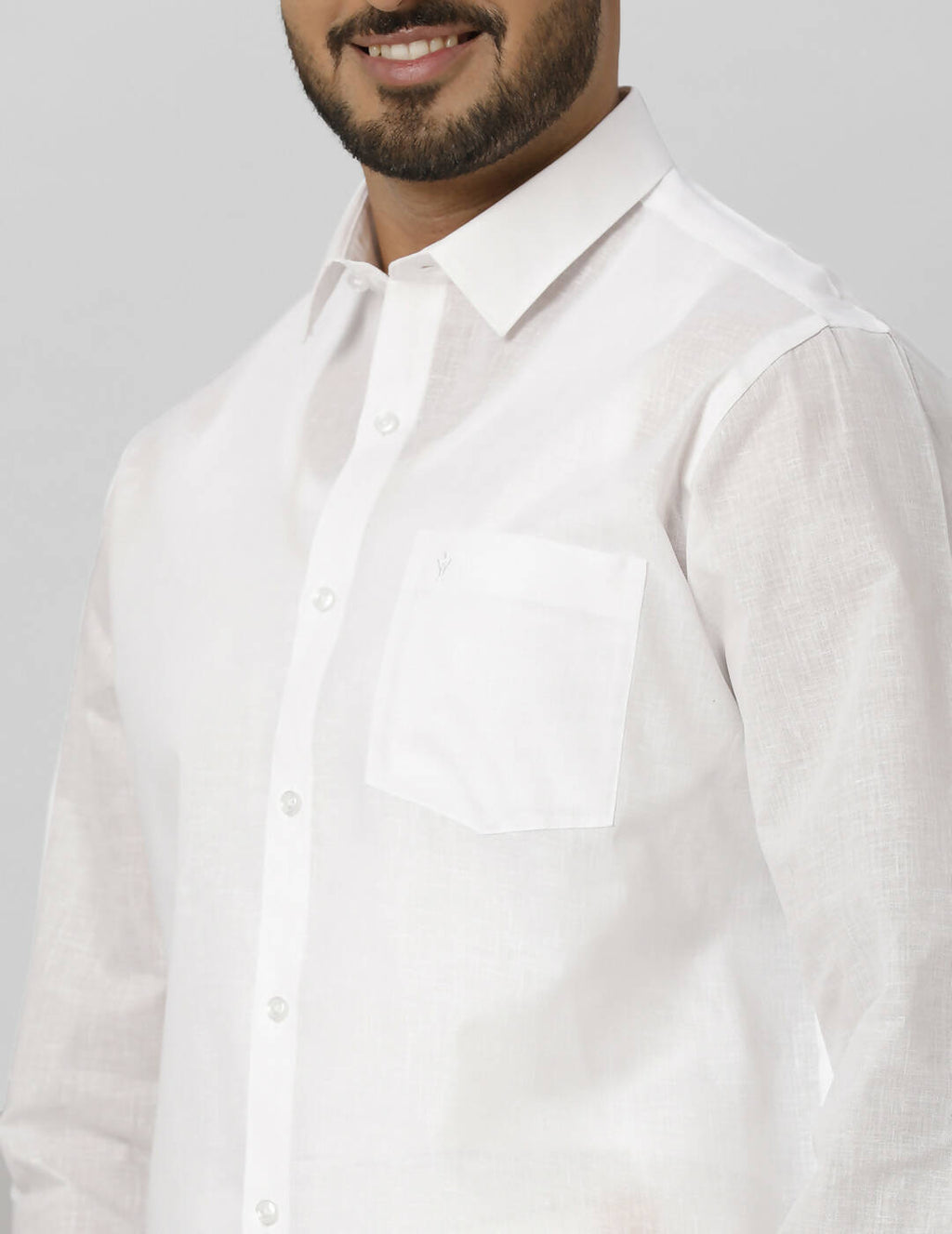 Ramraj Cotton Mens Full Sleeve Formal Poly Cotton White Shirt