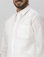 Ramraj Cotton Mens Full Sleeve Formal Poly Cotton White Shirt