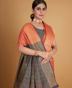 Peach Silk Woven Design Saree With Unstitched Blouse Piece - Akshita