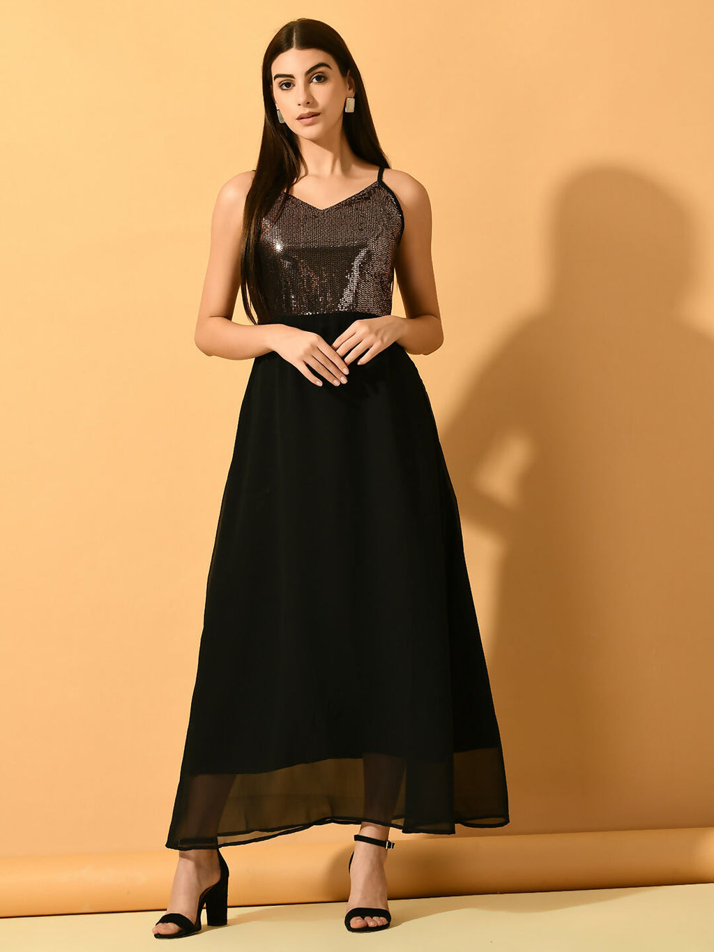 Myshka Women's Black Empire Party Dress - Distacart