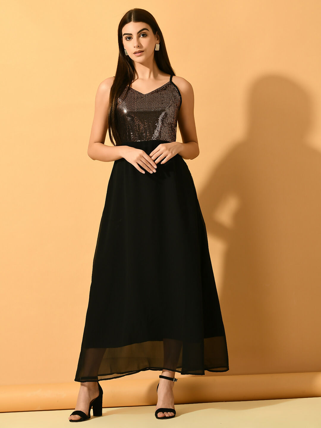 Myshka Women's Black Empire Party Dress - Distacart