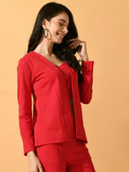 Myshka Women's Pink Solid Solid Jacket