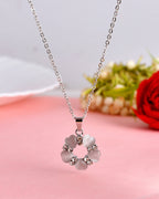 VOJ Women Beads Stainless Steel Sliver-Plated Chain with Heart-Shape Pendant