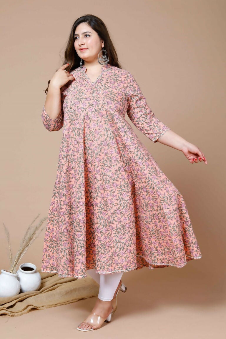 Miravan Women's Cotton Floral Printed Anarkali Kurtas