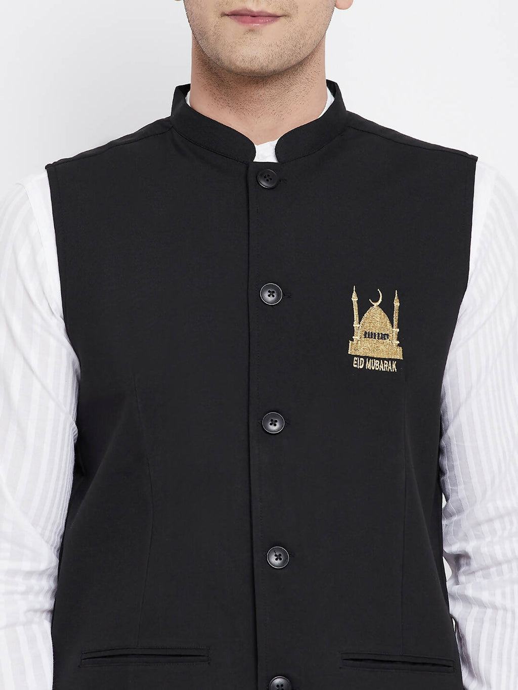Even Apparels Black Pure Cotton White Kurta Sets With Eid Insignia Jackets PW66 - Distacart