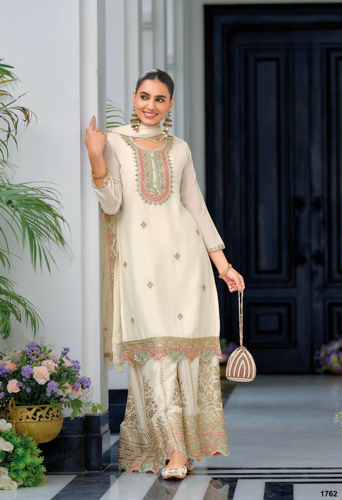 Anaita White Premium Embroidered Chinon Readymade Salwar Suit (Free Size) - Distacart