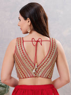 Joban Fashion Women Sequin Dark-Red Stitched Blouse