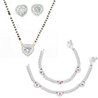 AanyaCentric Gold-plated Mangalsutra Pendant Earring Set & Silver Plated Anklet - Distacart