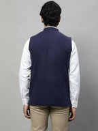 Even Apparels Pure Wool Nehru Jacket - Navy
